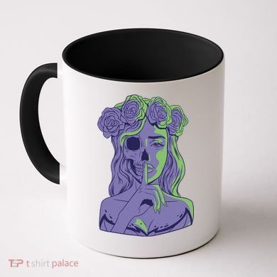Scary Girl Skeleton Floral Coffee Mug