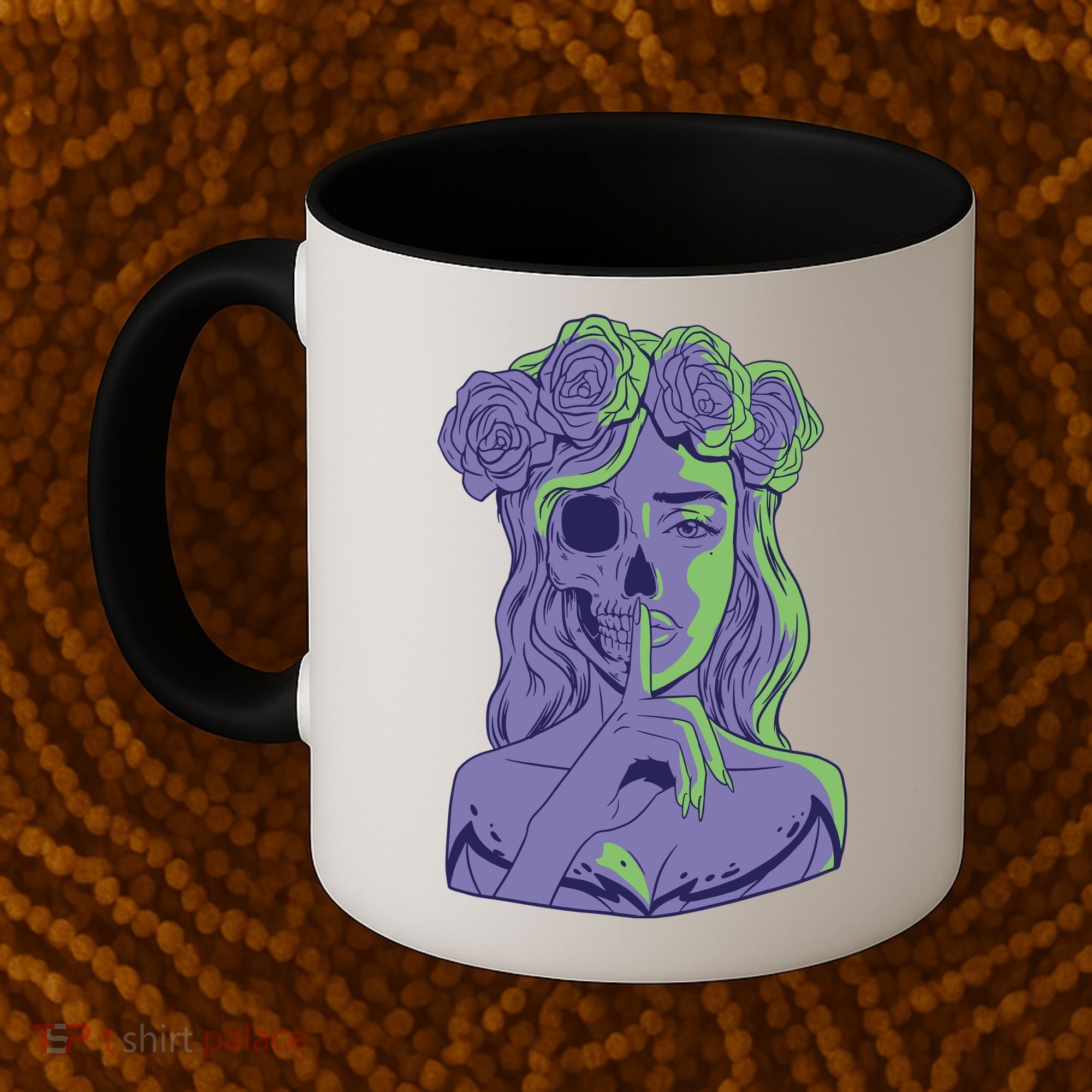 Scary Girl Skeleton Floral Coffee Mug