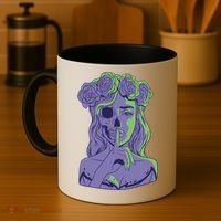Scary Girl Skeleton Floral Coffee Mug thumb 4