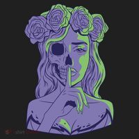Scary Girl Skeleton Floral Beanie thumb 2