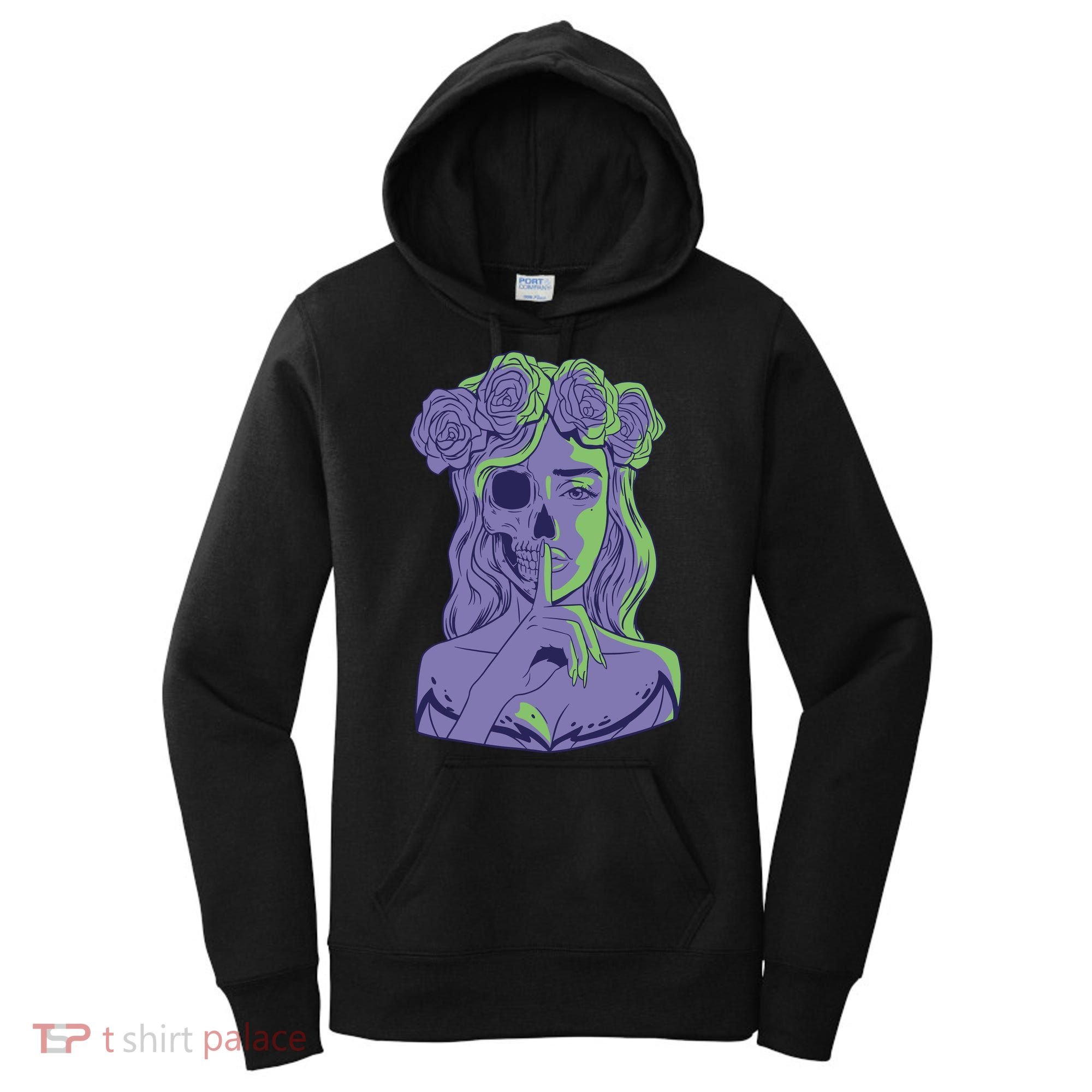 Scary Girl Skeleton Floral Women's Hoodie