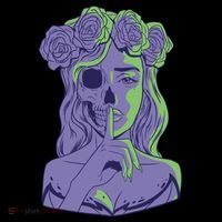 Scary Girl Skeleton Floral Women's Hoodie thumb 2