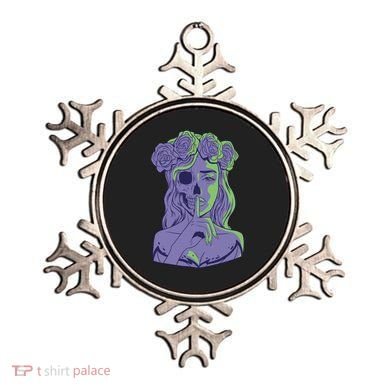 Scary Girl Skeleton Floral Ornament