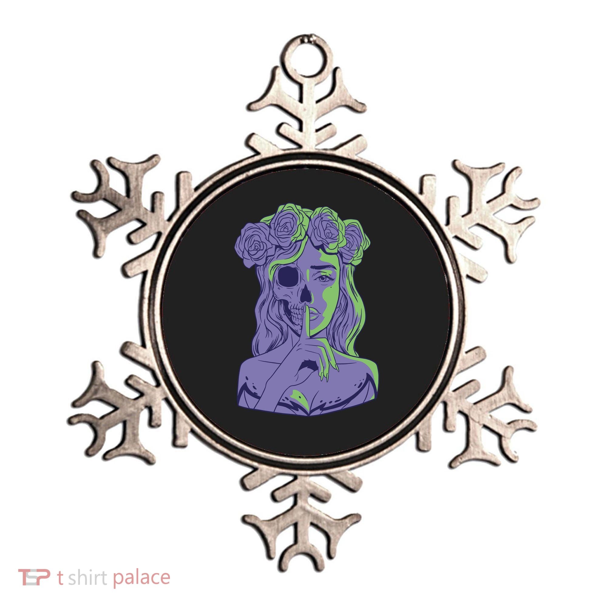 Scary Girl Skeleton Floral Ornament
