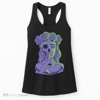 Scary Girl Skeleton Floral Women's Tank Top thumb 0