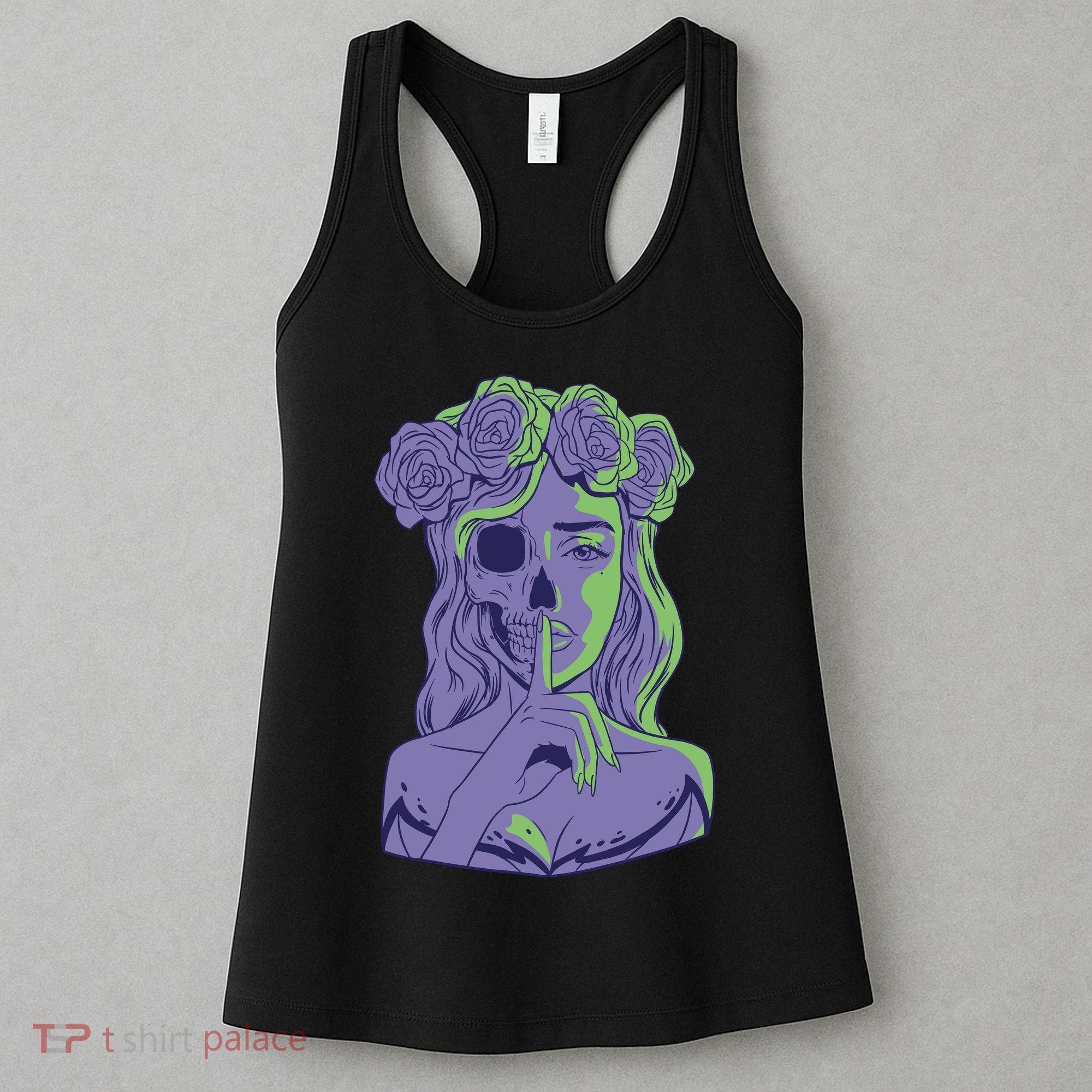 Scary Girl Skeleton Floral Women's Tank Top