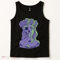 Scary Girl Skeleton Floral Tank Top thumb 2