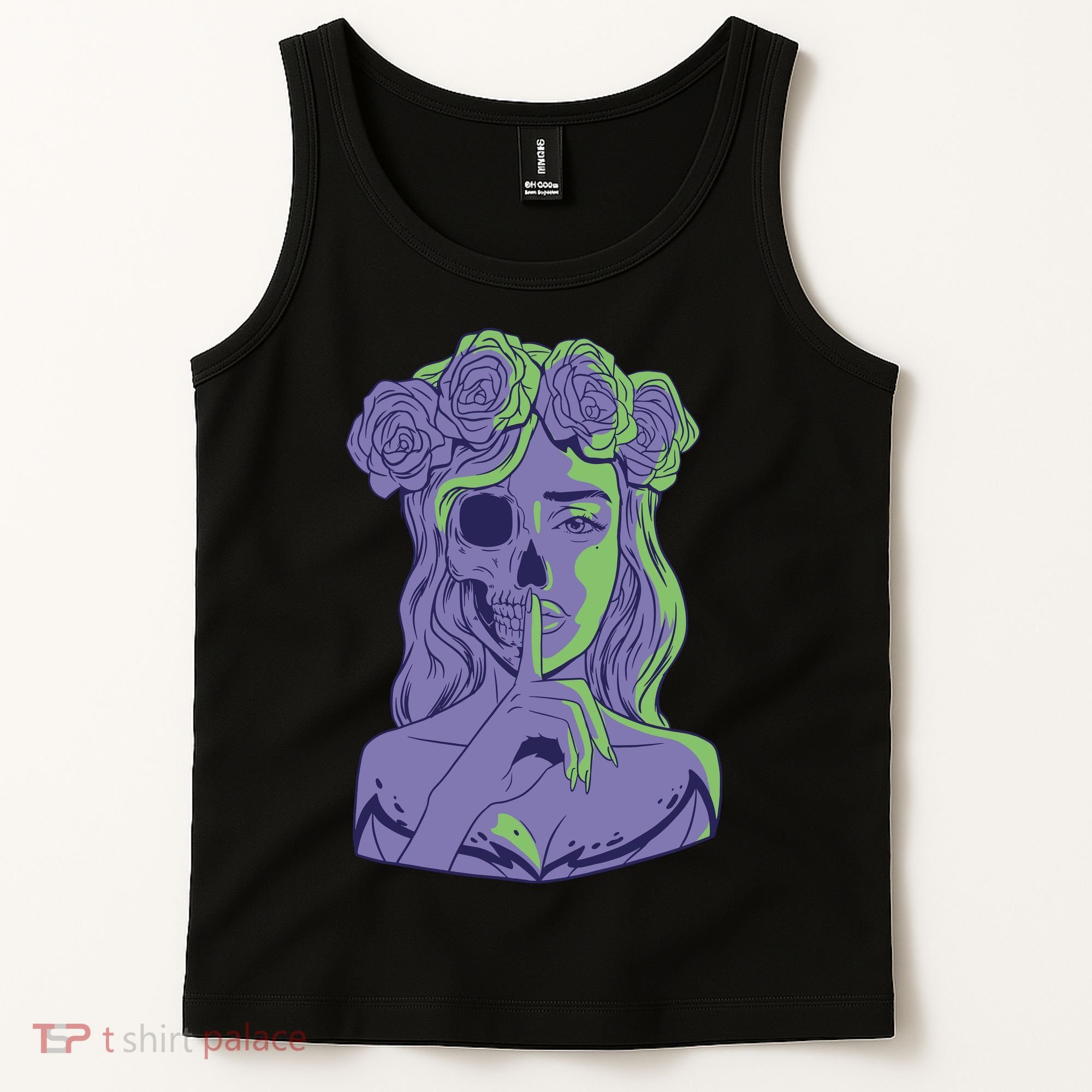 Scary Girl Skeleton Floral Tank Top