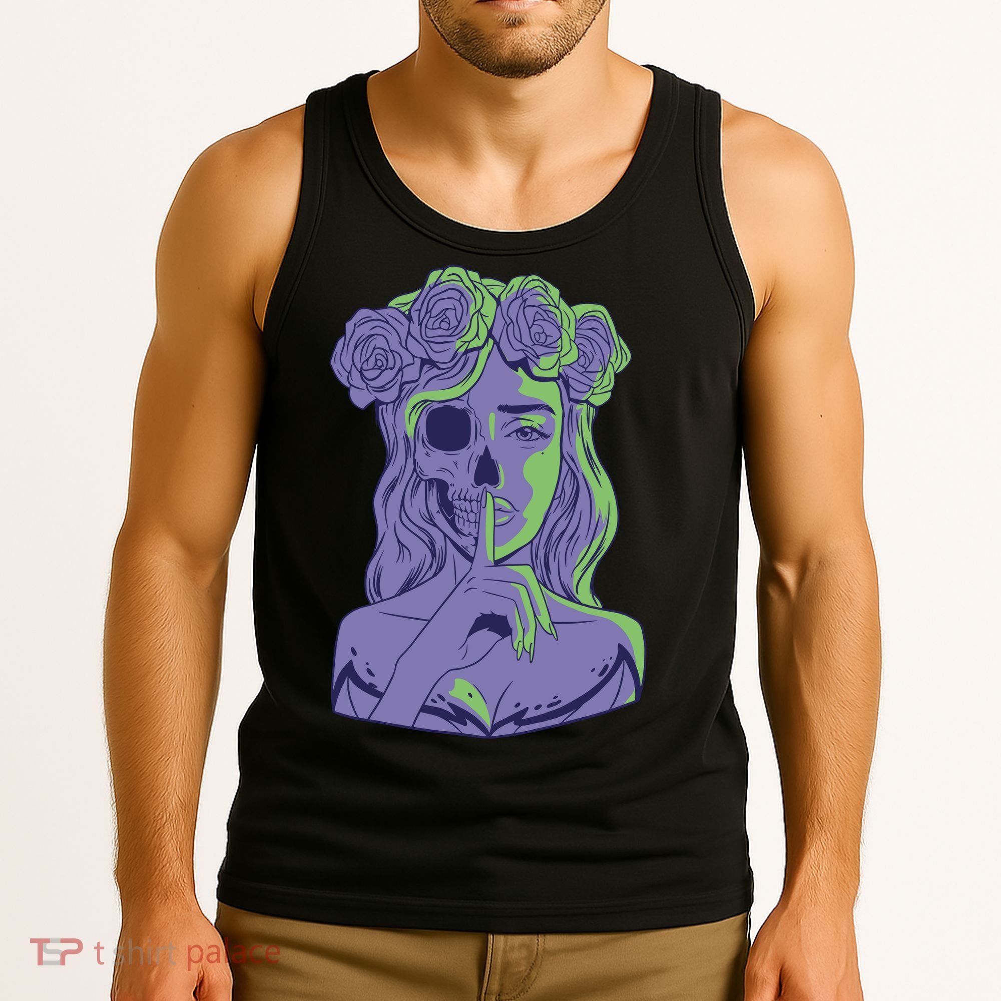 Scary Girl Skeleton Floral Tank Top