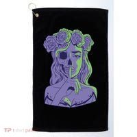 Scary Girl Skeleton Floral Golf Towel thumb 0
