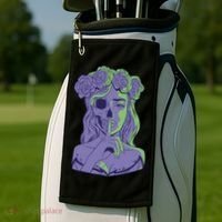 Scary Girl Skeleton Floral Golf Towel thumb 2