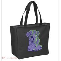 Scary Girl Skeleton Floral Tote Bag thumb 2