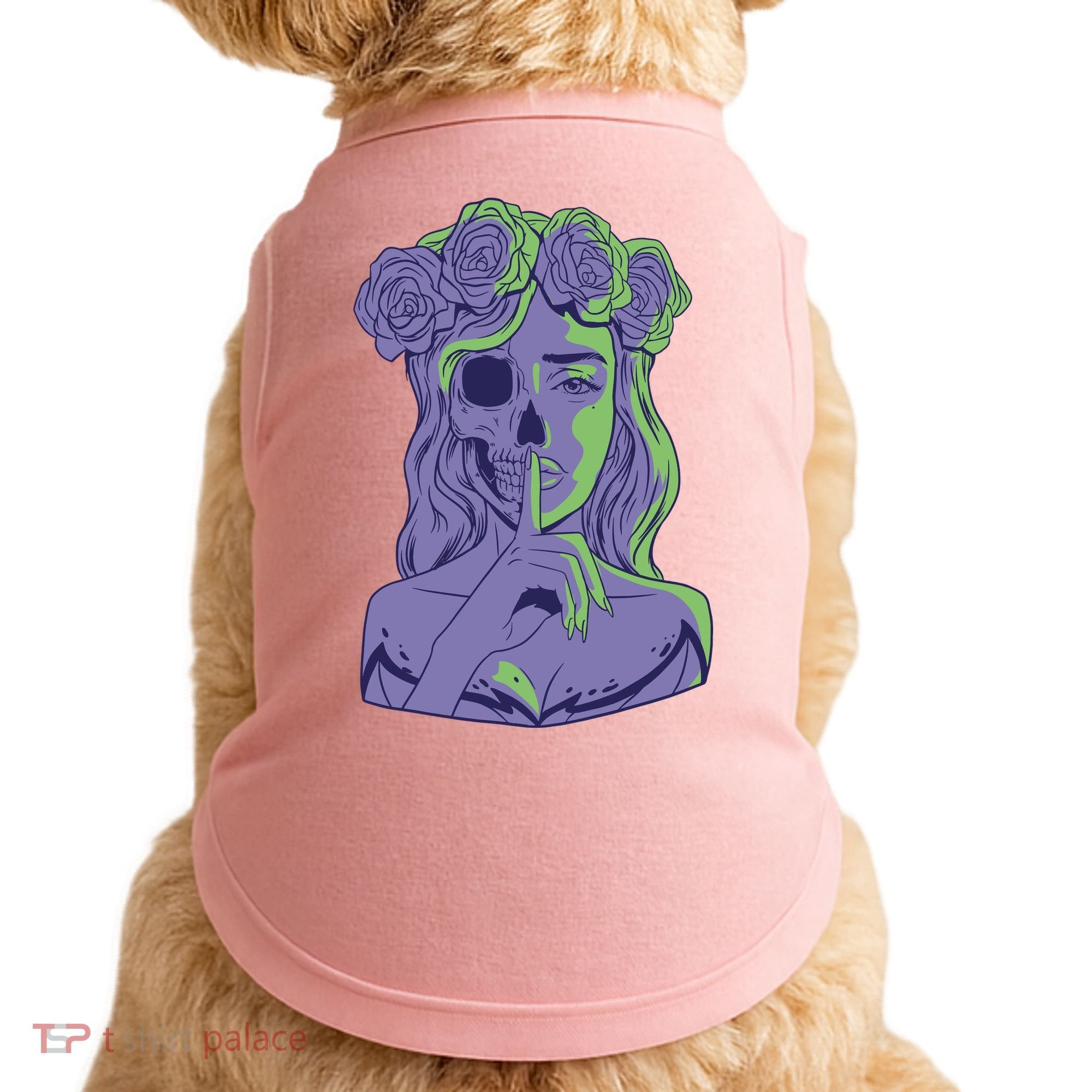 Scary Girl Skeleton Floral Doggie Tank