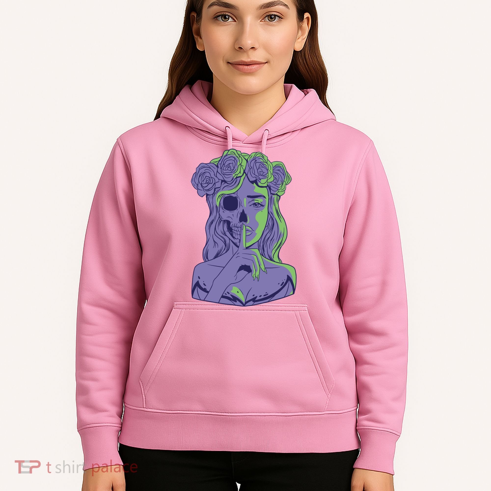 Scary Girl Skeleton Floral Hoodie