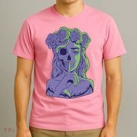 Scary Girl Skeleton Floral T-Shirt thumb 3