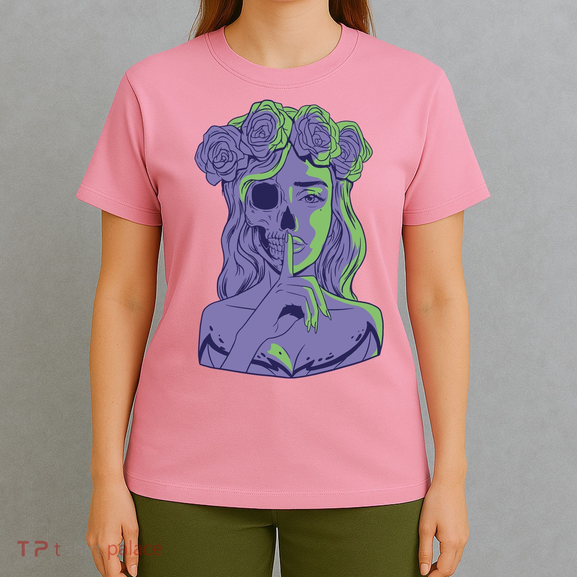 Scary Girl Skeleton Floral T-Shirt