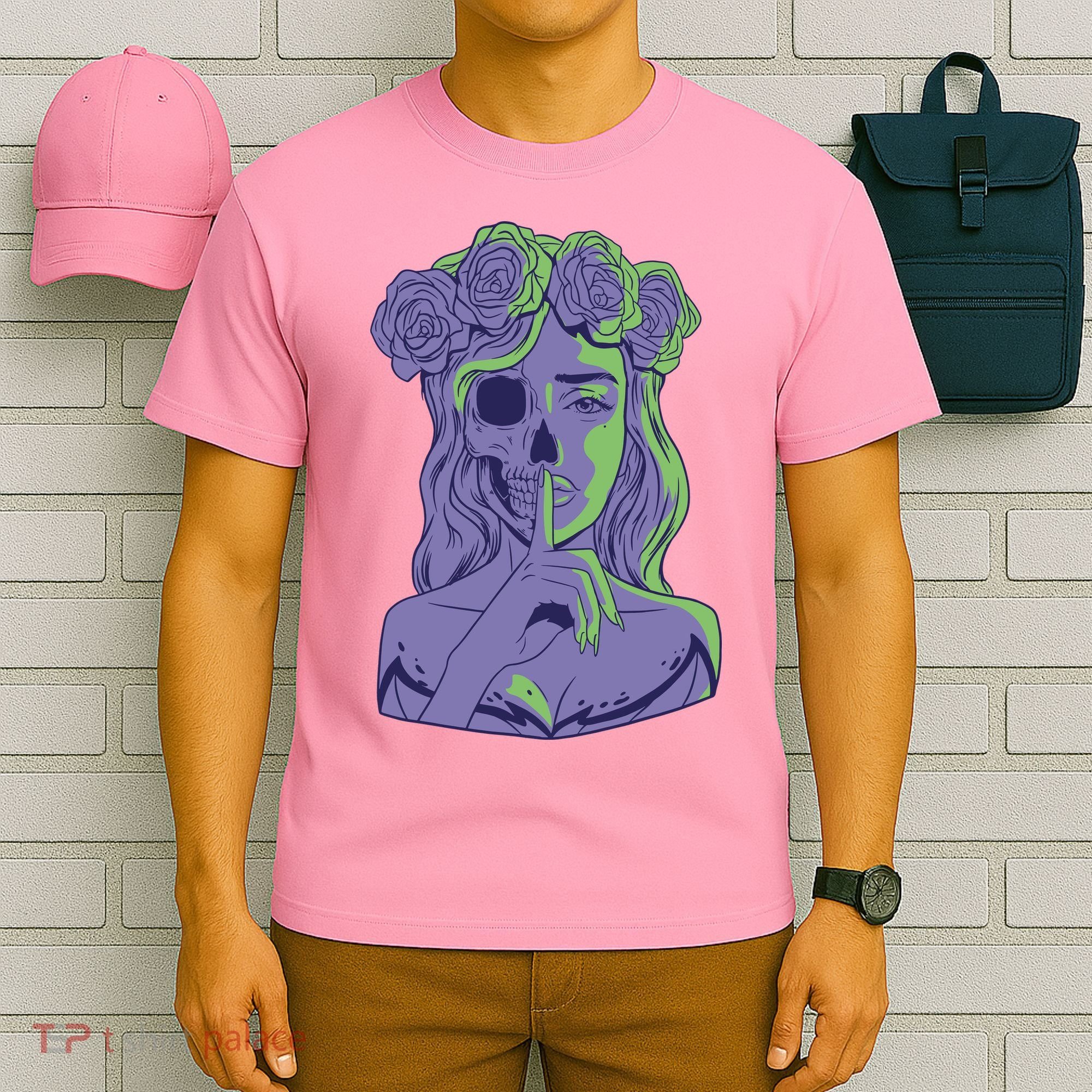 Scary Girl Skeleton Floral T-Shirt