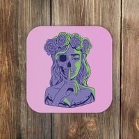Scary Girl Skeleton Floral Coaster thumb 0