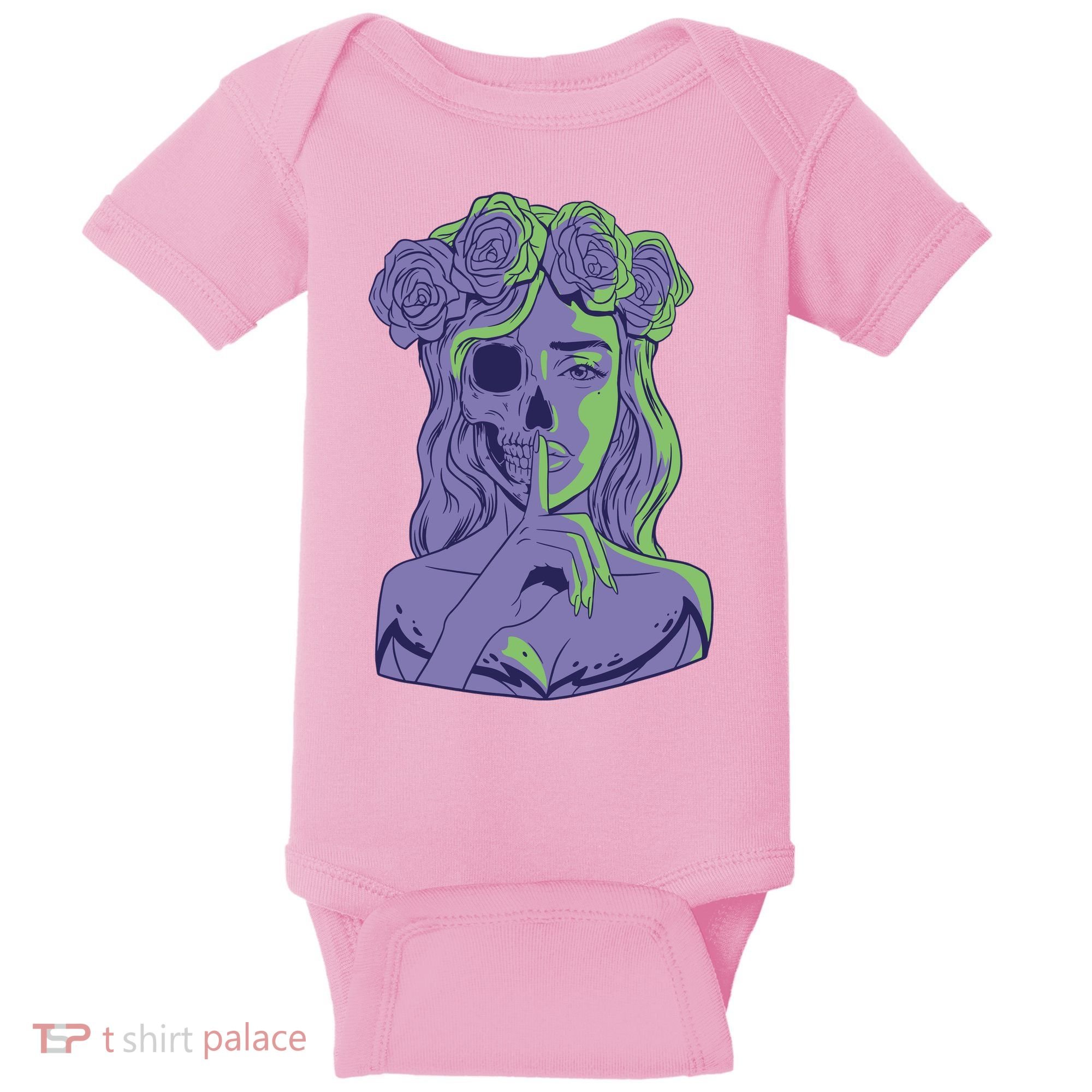 Scary Girl Skeleton Floral Baby Bodysuit