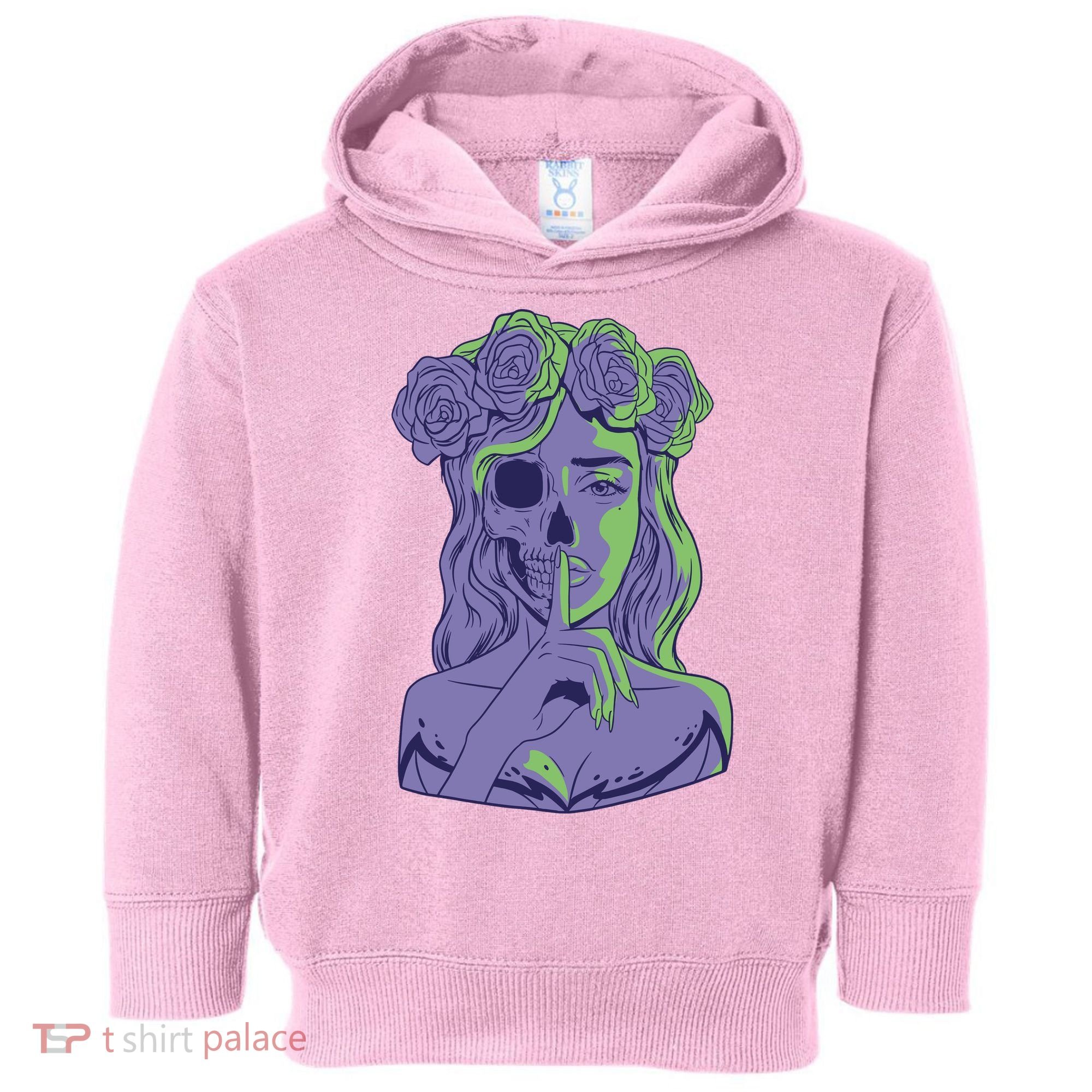 Scary Girl Skeleton Floral Toddler Hoodie