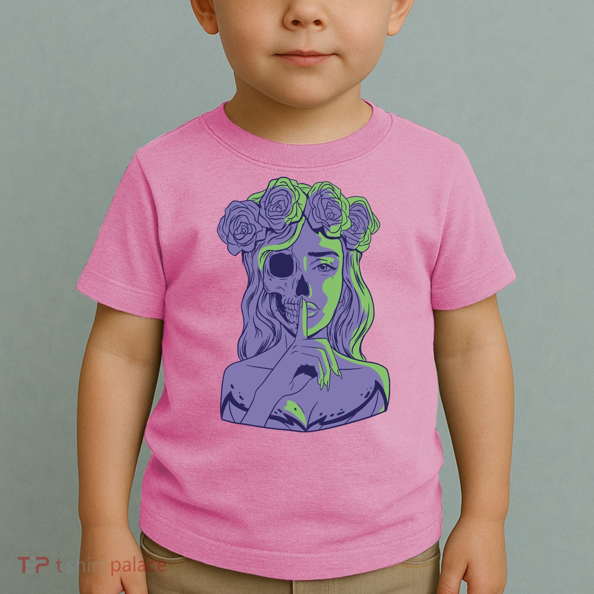 Scary Girl Skeleton Floral Toddler T-Shirt