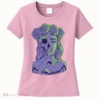 Scary Girl Skeleton Floral Women's T-Shirt thumb 0