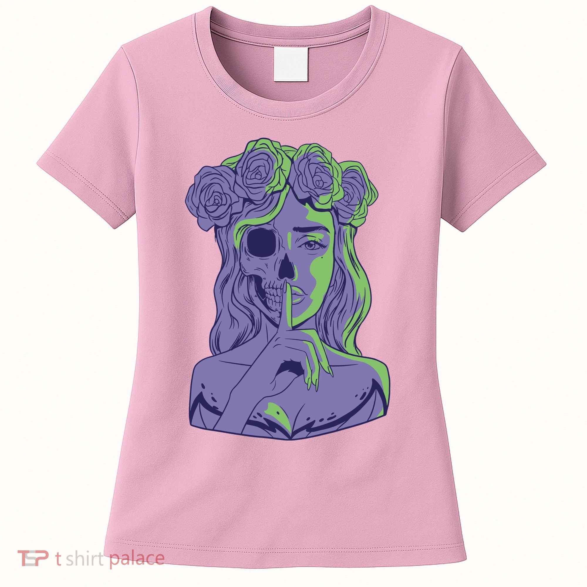 Scary Girl Skeleton Floral Women's T-Shirt