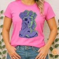 Scary Girl Skeleton Floral Women's T-Shirt thumb 2