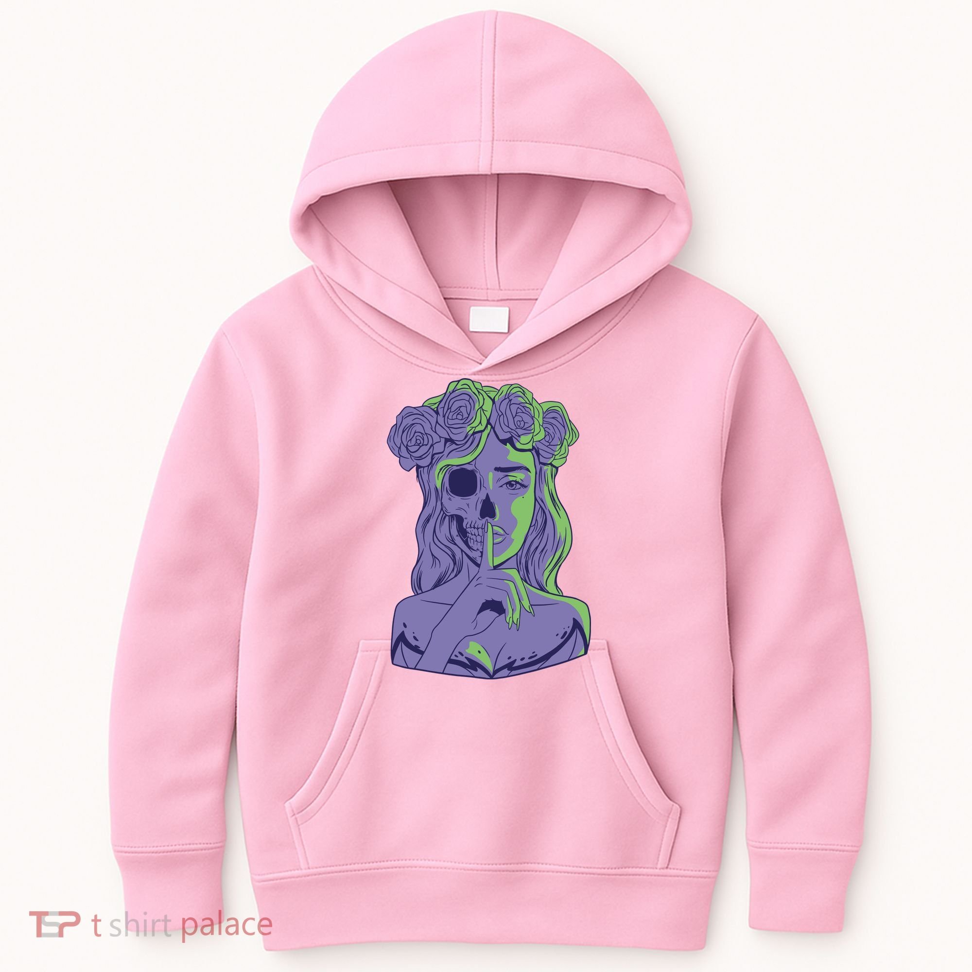 Scary Girl Skeleton Floral Kids Hoodie