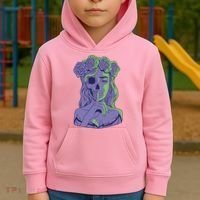 Scary Girl Skeleton Floral Kids Hoodie thumb 2