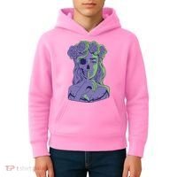 Scary Girl Skeleton Floral Kids Hoodie thumb 4