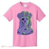 Scary Girl Skeleton Floral Kids T-Shirt thumb 0