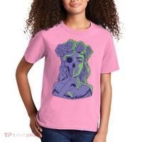Scary Girl Skeleton Floral Kids T-Shirt thumb 2