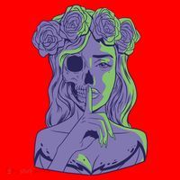 Scary Girl Skeleton Floral Santa Hat thumb 1