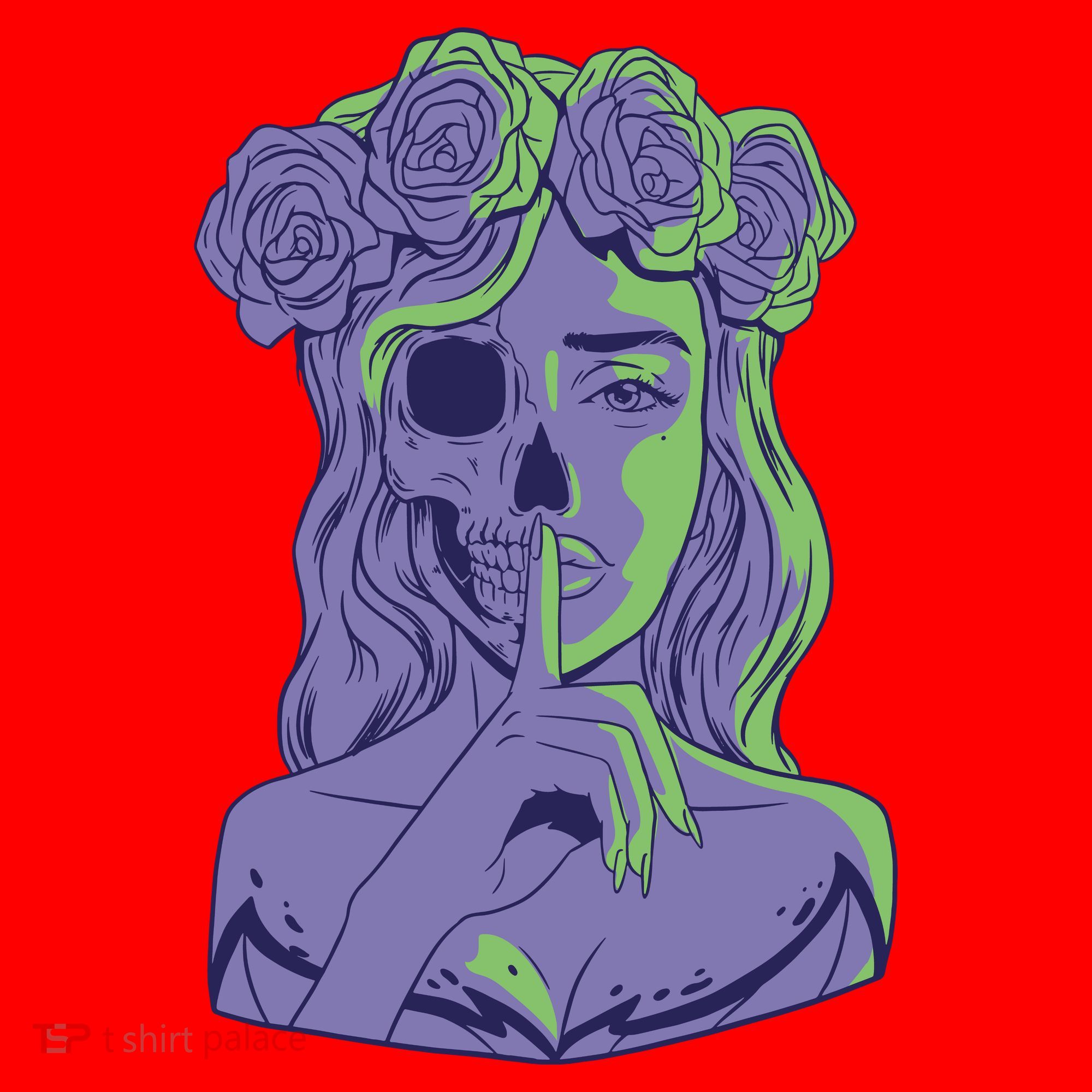 Scary Girl Skeleton Floral Santa Hat