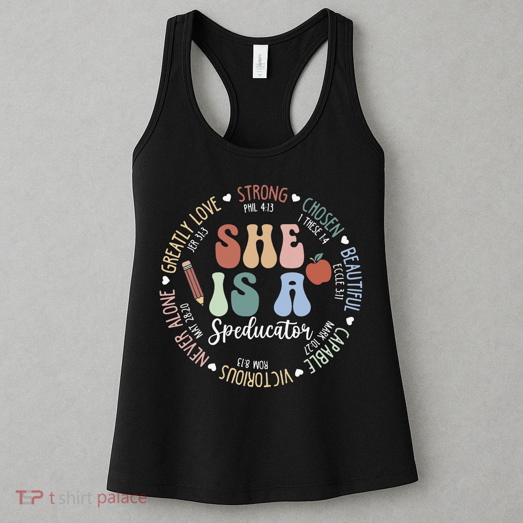 Speducator God Says Bible Verse Christian Back To School Women's Tank Top