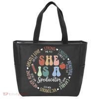 Speducator God Says Bible Verse Christian Back To School Tote Bag thumb 0