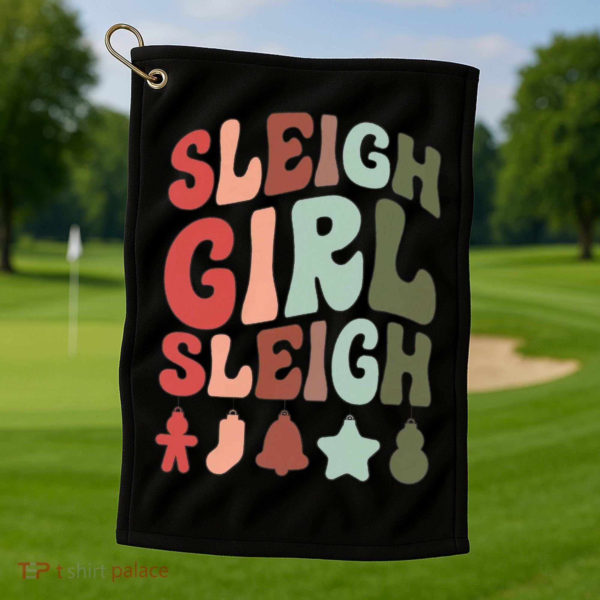 Sleigh Girl Sleigh Christmas Funny Golf Towel