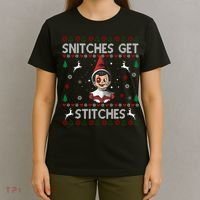 Snitches Get Stitches Ugly Christmas Sweater T-Shirt thumb 4