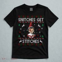 Snitches Get Stitches Ugly Christmas Sweater T-Shirt thumb 5