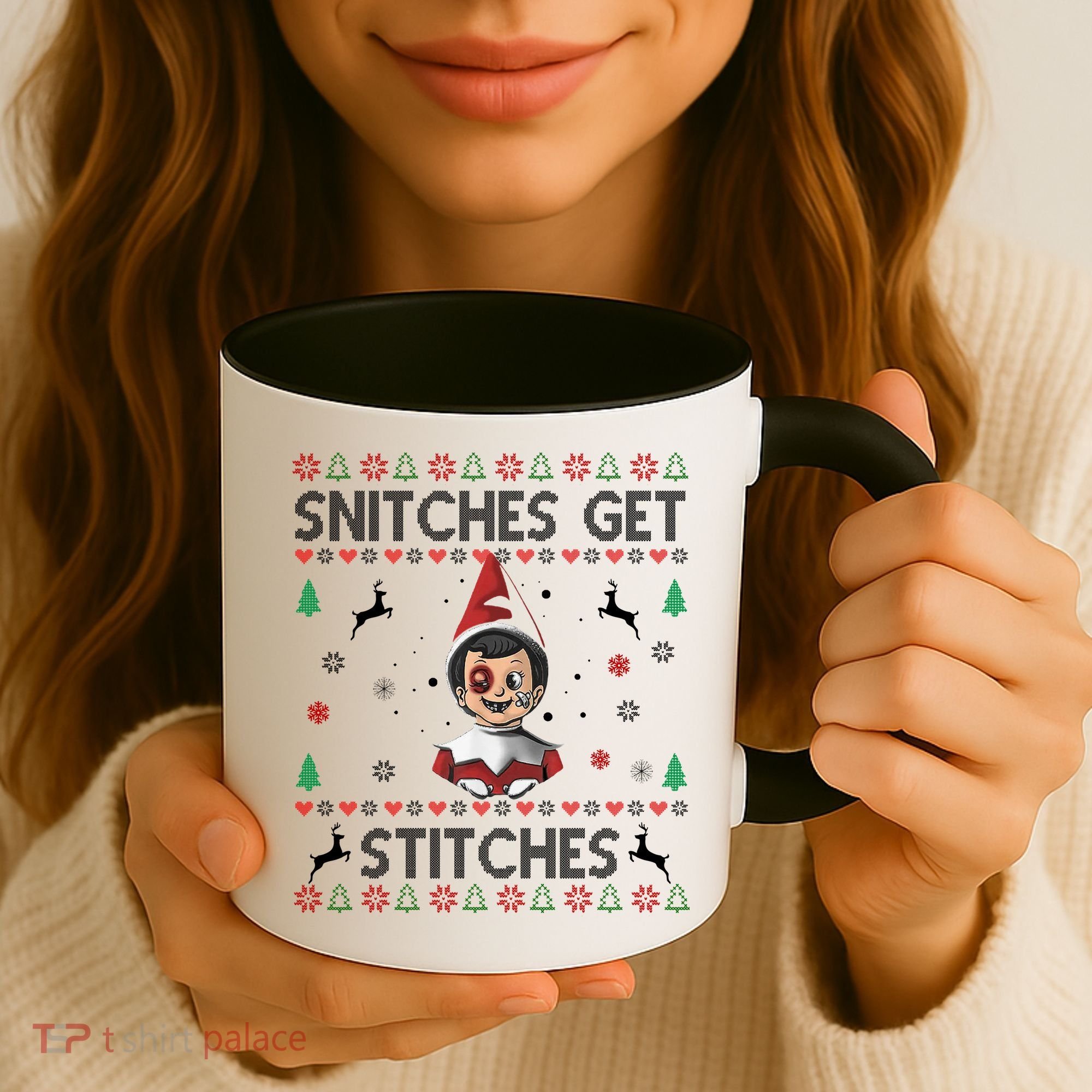 Snitches Get Stitches Ugly Christmas Sweater Coffee Mug
