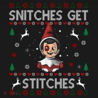 Snitches Get Stitches Ugly Christmas Sweater Coaster thumb 2