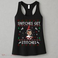 Snitches Get Stitches Ugly Christmas Sweater Women's Tank Top thumb 3