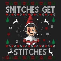 Snitches Get Stitches Ugly Christmas Sweater Hat thumb 2
