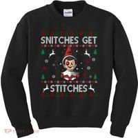 Snitches Get Stitches Ugly Christmas Sweater Kids Sweatshirt thumb 0