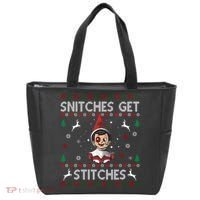 Snitches Get Stitches Ugly Christmas Sweater Tote Bag thumb 0