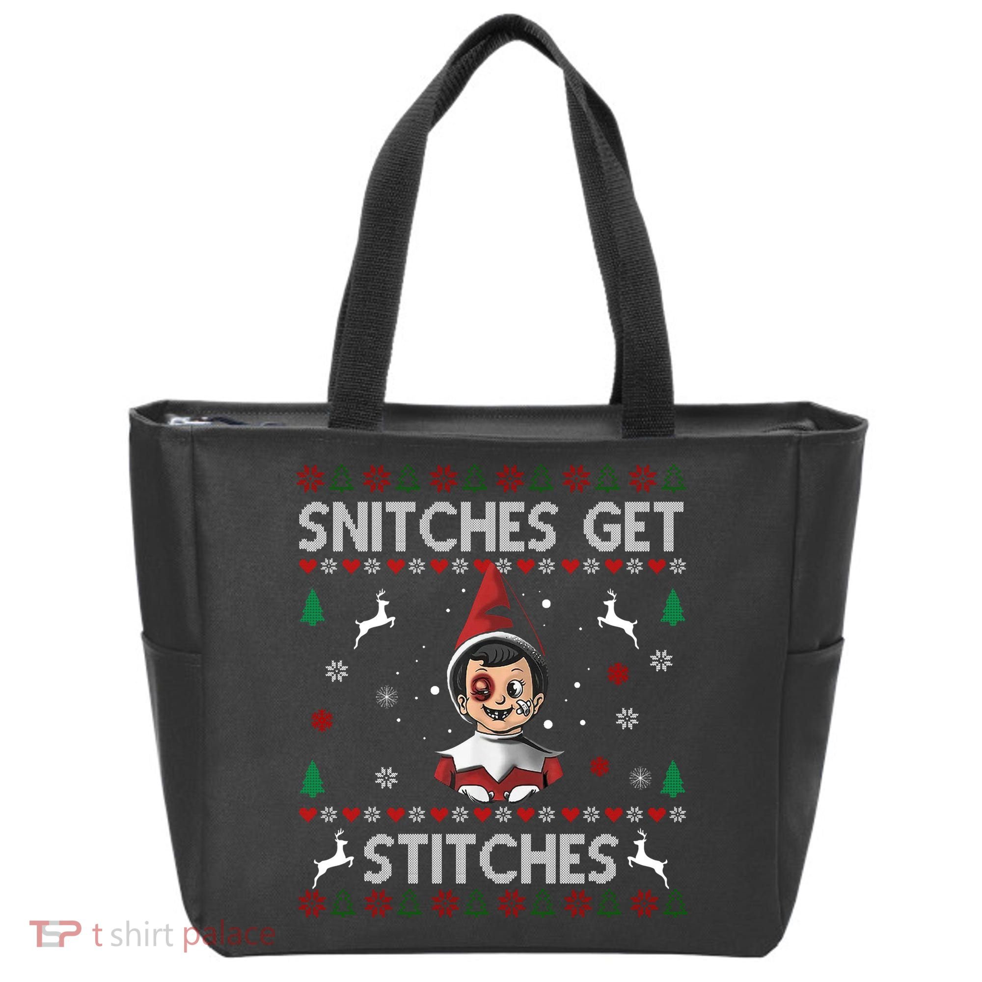 Snitches Get Stitches Ugly Christmas Sweater Tote Bag