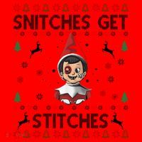 Snitches Get Stitches Ugly Christmas Sweater Santa Hat thumb 1