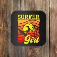 Surfer Girl Surfboarding Surf Lover Surfboard Coaster thumb 0