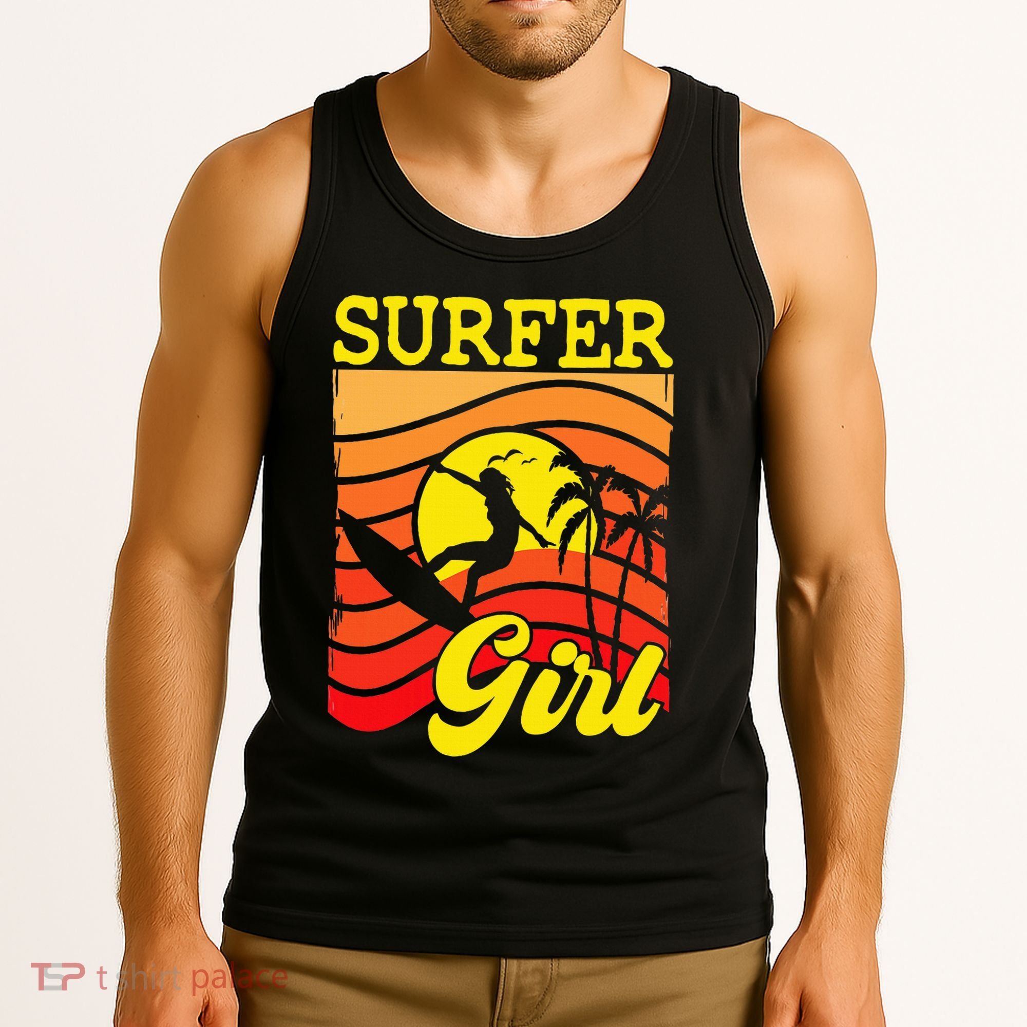 Surfer Girl Surfboarding Surf Lover Surfboard Tank Top